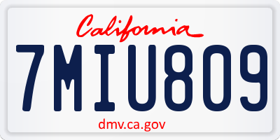 CA license plate 7MIU809