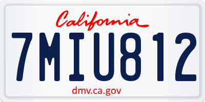 CA license plate 7MIU812