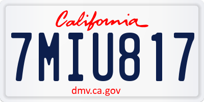 CA license plate 7MIU817