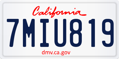 CA license plate 7MIU819