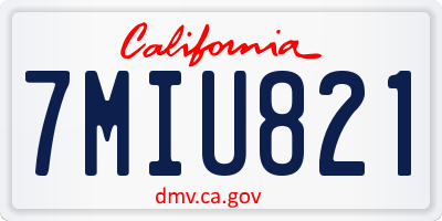 CA license plate 7MIU821