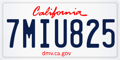 CA license plate 7MIU825