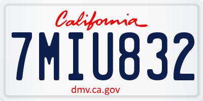 CA license plate 7MIU832