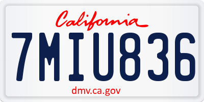 CA license plate 7MIU836