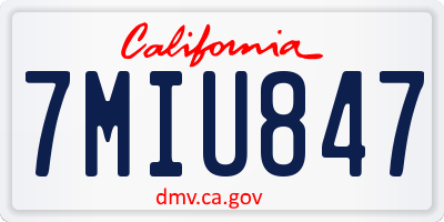 CA license plate 7MIU847