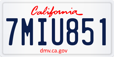 CA license plate 7MIU851