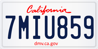 CA license plate 7MIU859