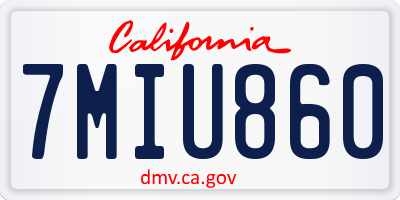 CA license plate 7MIU860