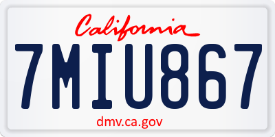 CA license plate 7MIU867