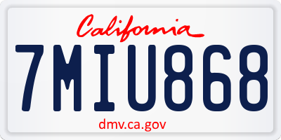 CA license plate 7MIU868