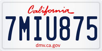 CA license plate 7MIU875