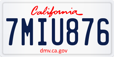 CA license plate 7MIU876