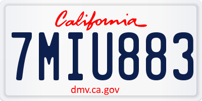CA license plate 7MIU883