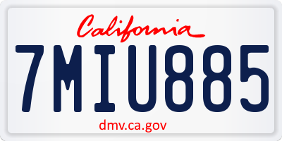 CA license plate 7MIU885