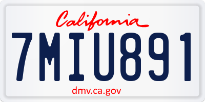 CA license plate 7MIU891