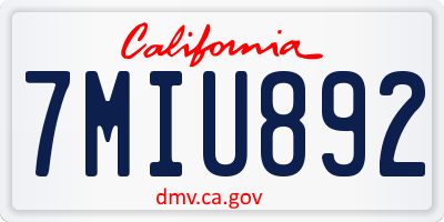 CA license plate 7MIU892