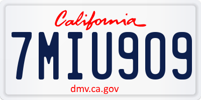 CA license plate 7MIU909