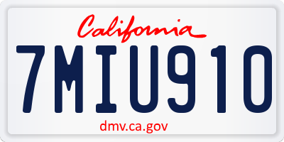 CA license plate 7MIU910