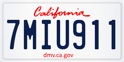 CA license plate 7MIU911