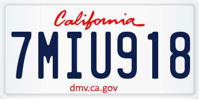 CA license plate 7MIU918