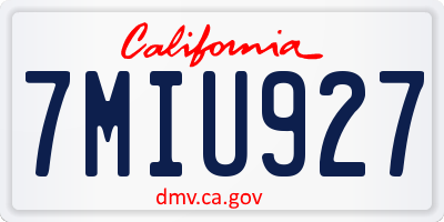 CA license plate 7MIU927