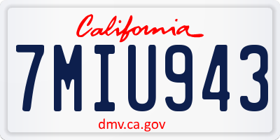 CA license plate 7MIU943