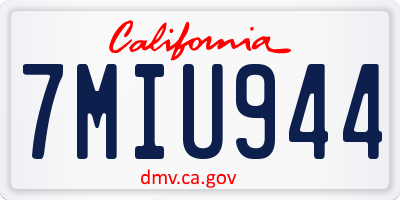 CA license plate 7MIU944