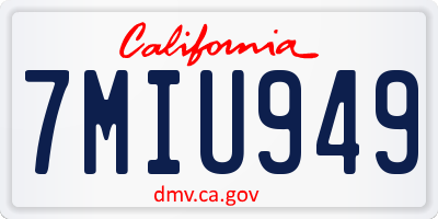 CA license plate 7MIU949