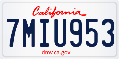 CA license plate 7MIU953