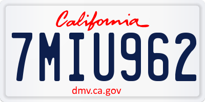 CA license plate 7MIU962