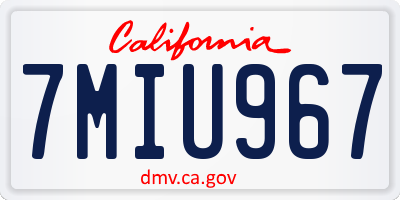 CA license plate 7MIU967
