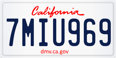 CA license plate 7MIU969