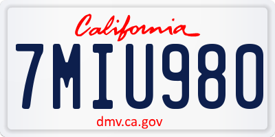 CA license plate 7MIU980
