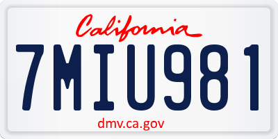 CA license plate 7MIU981