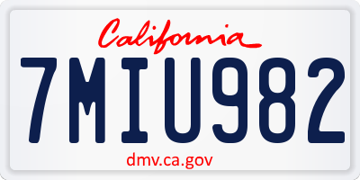 CA license plate 7MIU982