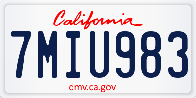 CA license plate 7MIU983