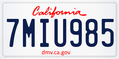 CA license plate 7MIU985