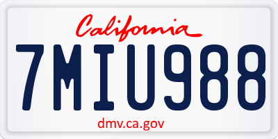 CA license plate 7MIU988
