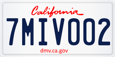 CA license plate 7MIV002
