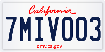 CA license plate 7MIV003