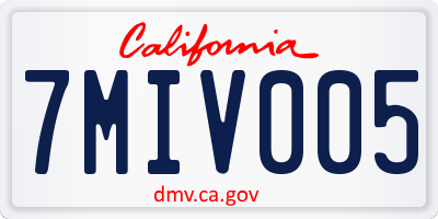 CA license plate 7MIV005