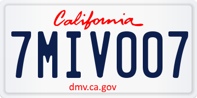 CA license plate 7MIV007
