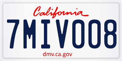 CA license plate 7MIV008