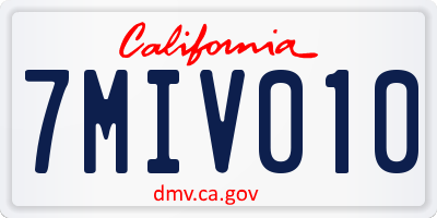 CA license plate 7MIV010