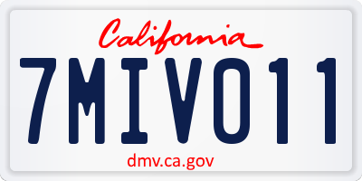 CA license plate 7MIV011