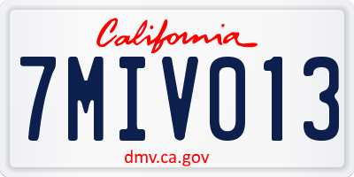 CA license plate 7MIV013