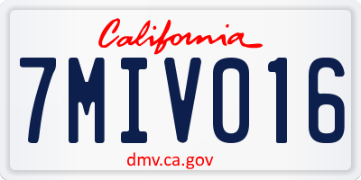 CA license plate 7MIV016