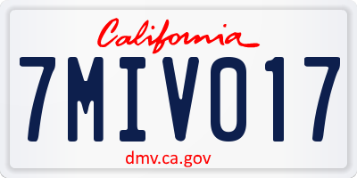 CA license plate 7MIV017