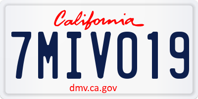 CA license plate 7MIV019