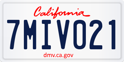 CA license plate 7MIV021